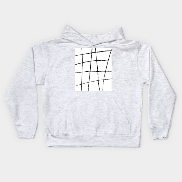 Black and White Ink Lines Kids Hoodie by AmyBrinkman